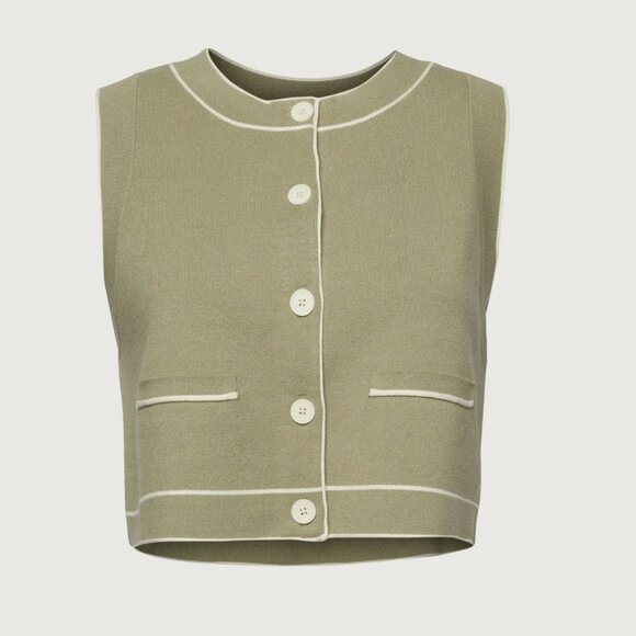 OAK+FORT Button Up Sweater Vest in Tea Cream Size XXS (NWT) - Picture 5 of 5